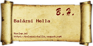 Balázsi Hella névjegykártya